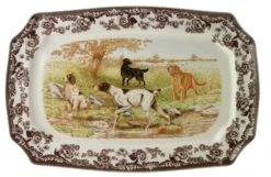 Spode Woodland Rectangular Platter 17.5 Inch, Dog Scene