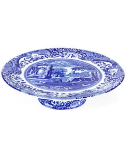 Spode 10.75in "Blue Italian" Footed Cake Plate Home