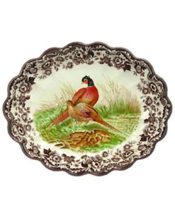 Spode Woodland Pheasant Oval Fluted Dish Home