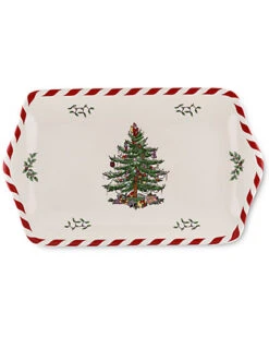 Spode Christmas Tree 12in Peppermint Dessert Tray Home