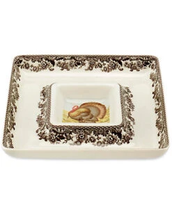Spode Woodland Turkey Square Chip & Dip Home
