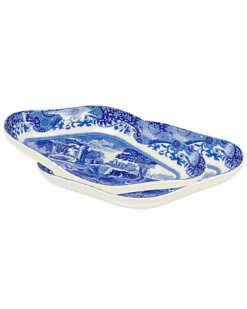 Spode Set Of 2 Blue Italian Pickle Dishes Home