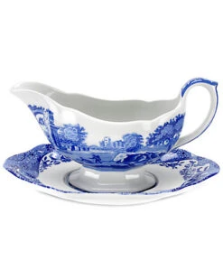 Spode Blue Italian Sauceboat & Stand Home