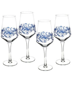 Spode Set Of 4 Blue Italian Wine Glasses Home