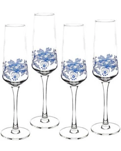 Spode Blue Italian Set Of 4 Champagne Flutes Home