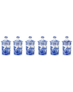 Spode Blue Italian Set Of Six 4in Spice Jars Home