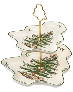 Spode Christmas Tree Sculpted 2 Tier Server Home