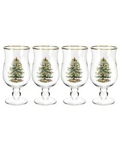 Spode Christmas Tree Set Of 4 Tulip Glasses Home