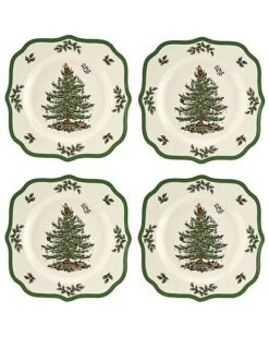 Spode Christmas Tree Set Of 4 Scalloped Salad Plates Home