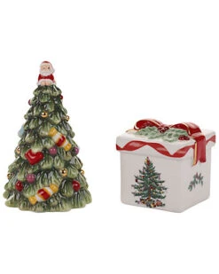 Spode Christmas Tree Gold Figural Collection Tree & Gift Box Salt & Pepper Set Home