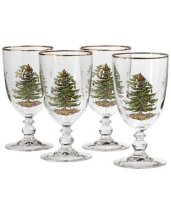 Spode Christmas Tree Set Of 4 Pedestal Goblets Home