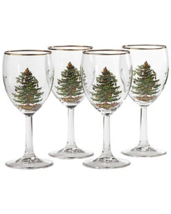 Spode Christmas Tree Set Of 4 Wine Glasses Home