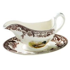 Spode Woodland Sauce Boat & Stand - Mallard/Snipe/Rabbit