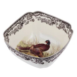 Spode Woodland 9.5" Deep Square Serving Bowl - Pheasant