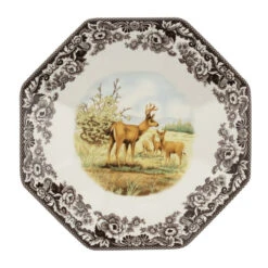 Spode Woodland 14" Octagonal Platter - Mule Deer