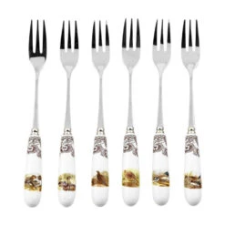 Spode Woodland Set Of 6 Pastry Forks - Assorted Motifs