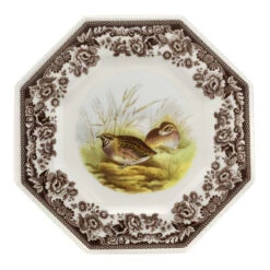 Spode Woodland 9.5" Octagonal Plate - Quail