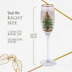 Spode Christmas Tree 8.45 Fl. Oz. Footed Champagne Flute (Set Of 4), Polka Dot - Sparkling Wine Glasses For Holiday Celebrations -Spode GUEST 00266bb4 d0cb 4fb3 9794 c6fa8bdd24c8