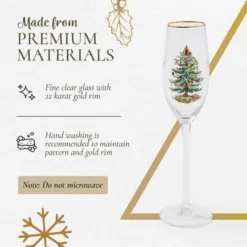 Spode Christmas Tree Gold 8.5oz Champagne Flutes (Set Of 4) - Gold Rimmed Glasses, Festive Holiday Drinkware For Christmas Dinner, Wedding Gifts -Spode GUEST 021ece0d 9a99 4b27 90cd 408b42e55cf6