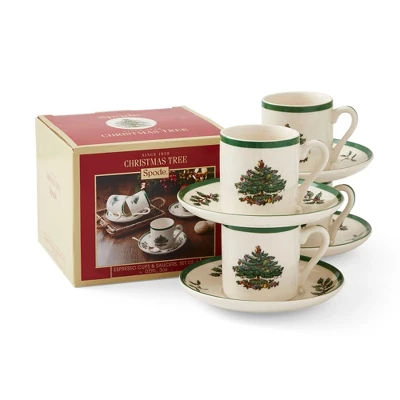 Spode Christmas Tree Espresso Cup & Saucer Set (Set Of 4) - Festive 3 Ounce Coffee Mugs With Saucers, Fine Earthenware - Dishwasher & Microwave Safe 3 Spode Christmas Tree Espresso Cup & Saucer Set (Set Of 4) - Festive 3 Ounce Coffee Mugs With Saucers, Fine Earthenware - Dishwasher & Microwave Safe