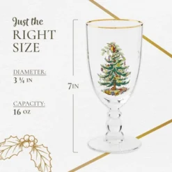 Spode Christmas Tree Gold 16oz Pedestal Goblets (Set Of 4) - Gold Rimmed Glasses, Festive Holiday Drinkware For Christmas Dinner, Wedding Gifts -Spode GUEST 06479ffa 196a 44cd 8f2d 6c774f568761