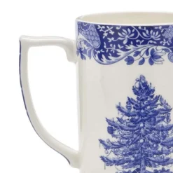 Spode Blue Italian Christmas Mug, 12oz - Elegant Holiday Drinkware With Iconic Christmas Tree Motif, Dishwasher & Microwave Safe Festive Mug
