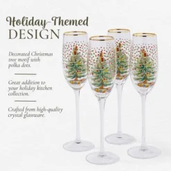 Spode Christmas Tree 8.45 Fl. Oz. Footed Champagne Flute (Set Of 4), Polka Dot - Sparkling Wine Glasses For Holiday Celebrations -Spode GUEST 0a038ad0 1dce 44e1 97aa b34d976bbbe9