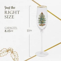 Spode Christmas Tree Gold 8.5oz Champagne Flutes (Set Of 4) - Gold Rimmed Glasses, Festive Holiday Drinkware For Christmas Dinner, Wedding Gifts -Spode GUEST 0bf6c07e 9ea9 41e9 a034 4fefdc1db439