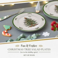 Spode Christmas Tree Melamine Salad Plate (Set Of 4) - 8 Inch Shatterproof Serving Plate - Festive Tableware, Dishwasher Safe Dinnerware -Spode GUEST 0c852243 d080 43d5 b9de b8e80b454e8b