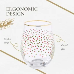 Spode Christmas Tree 19 Fl. Oz. Stemless Wineglass (Set Of 4), Polka Dot - Elegant Tumblers & Decorative Wine Glasses For Holiday Entertaining -Spode GUEST 0d390398 7daa 49d0 8e98 430b1a2a428a