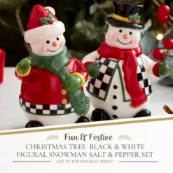 Spode Christmas Tree Snowman Salt And Pepper Shaker Set (2 Piece) - Holiday Kitchen & Table Décor - Festive Home Accent