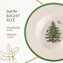 Spode Christmas Tree Collection Pasta Bowl - Set Of 4, Rimmed Plate For Serving Salad, Spaghetti, And Soup, 10-Inch, Made Of Porcelain -Spode GUEST 115de9c8 4bd4 4d97 a3ef 7d6b78b018d8
