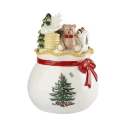 Spode Christmas Tree Candy Bowl With Lid, 8" Fine Earthenware Christmas Candy Storage Jar - Great For Festive Decor & Gifting -Spode GUEST 119b7947 14cd 40a8 a60a 06c916023973