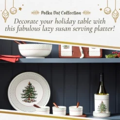 Spode Christmas Tree Lazy Susan - Polka Dot, Non Skid 360 Degree Rotation, Holiday Space Saver For Kitchen, Cabinet, Pantry -Spode GUEST 11c89294 dba5 40db 9f7b 8997ddecf1fa