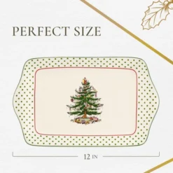 Spode Portmeirion Christmas Tree 12-Inch Polka Dot Dessert Tray - Holiday Serving Platter, Christmas Tree & Polka Dots - Dishwasher, Microwave, Freezer Safe -Spode GUEST 13e02d19 db9d 46ab a54b e46c781d9880