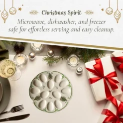 Spode Christmas Tree Deviled Egg Plate, 13 Inch Holiday Egg Serving Platter - Christmas Tree & Mistletoe Motif, Fine Porcelain, Dishwasher Safe -Spode GUEST 14694dd0 6d9e 483d a5a5 c32885c5ad96