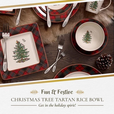 Spode Christmas Tree Tartan Rice Bowl - Soup Bowls For The Holidays, Christmas Kitchen Bowls - Ceramic Cereal Bowl - 6-Inch 3 Spode Christmas Tree Tartan Rice Bowl - Soup Bowls For The Holidays, Christmas Kitchen Bowls - Ceramic Cereal Bowl - 6-Inch