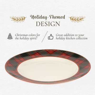 Spode Christmas Tree Tartan Dinner Plate, 10.5-Inch, Christmas Dishes With Tartan Plaid Border, Fine Earthenware, Microwave And Dishwasher Safe 4 Spode Christmas Tree Tartan Dinner Plate, 10.5-Inch, Christmas Dishes With Tartan Plaid Border, Fine Earthenware, Microwave And Dishwasher Safe - Image 2