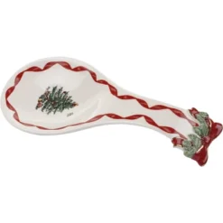 Spode Christmas Tree Ribbons Spoon Rest, 9.25" Festive Holiday Cooking Utensil Holder, Fine Earthenware - Dishwasher Safe, Christmas Kitchen Décor -Spode GUEST 16b336ce e9d9 47cf aefa 09620c34d76e