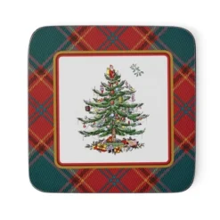 Spode Christmas Tree Tartan Mug & Coaster Set With Tin Box (5-Piece Set), Elegant Porcelain Mugs And Cork-Backed Coasters, Dishwasher & Microwave Safe -Spode GUEST 1729845d a168 4ab6 b4dc 9c7068c0419b