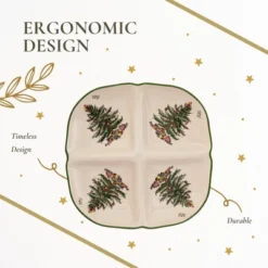 Spode Christmas Tree Sculpted 4-Section Tray - 1-Inch Divided Holiday Serveware In Fine Porcelain - Dishwasher, Microwave, Oven Safe -Spode GUEST 19e9a99d ae53 48ce b26e dcb57dc441e0