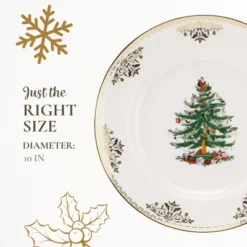 Spode Christmas Tree Gold Collection Dinner Plates, Set Of 4 -Spode GUEST 1aa253ea 5c1f 4d66 b2ca 91215c31e42d