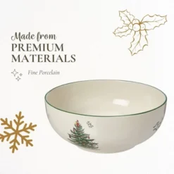 Spode Christmas Tree Round Serving Bowl - 8-Inch Ceramic Bowl For Pasta, Salad, Soup, And Side Dishes - Porcelain, Dishwasher & Microwave Safe -Spode GUEST 1ae16065 05c7 4728 acd7 cfd6634a628a