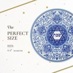 Spode Judaica Round Challah Tray, Traditional Blue & White Floral Star Of David Design - 11.5-Inch Fine Porcelain, Dishwasher Safe -Spode GUEST 1b08b674 323a 4a0b 8f02 ac04fc791bb5