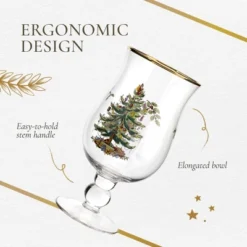 Spode Christmas Tree 17.5oz Tulip Glasses, Set Of 4 - Gold-Rimmed Whimsical Holiday Glasses For Sparkling Wine And Champagne -Spode GUEST 1bf94e8e 05fa 4339 98d4 5c264a128389