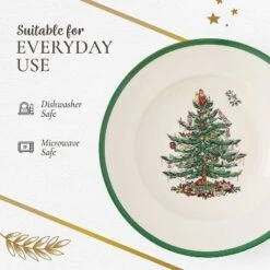 Spode Christmas Tree 9" Soup Plate (Set Of 4) - Stoneware Soup Bowls With Festive Tree Design & Green Rim - Microwave & Dishwasher Safe -Spode GUEST 1d107578 6a13 4741 88b4 c98d9f101c46