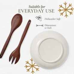 Spode Christmas Tree 10 Inch Serving Bowl & Wooden Servers, Polka Dot - Ceramic Serving Bowls & Party Bowls For Holiday Celebrations -Spode GUEST 1eecbb02 a3cc 4ae8 ae60 ff2c2b7b9c4d