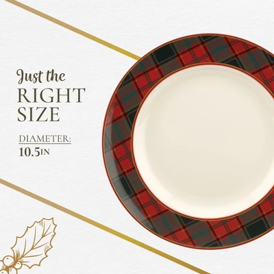 Spode Christmas Tree Tartan Dinner Plate, 10.5-Inch, Christmas Dishes With Tartan Plaid Border, Fine Earthenware, Microwave And Dishwasher Safe 8 Spode Christmas Tree Tartan Dinner Plate, 10.5-Inch, Christmas Dishes With Tartan Plaid Border, Fine Earthenware, Microwave And Dishwasher Safe - Image 6