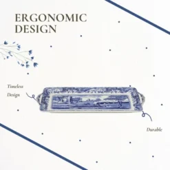 Spode Blue Italian 13 Inch Rectangular Tray With Handles - Elegant Decorative Serving Dish - Porcelain -Spode GUEST 259b8703 cb85 4ed1 b225 edc749e3d9dd