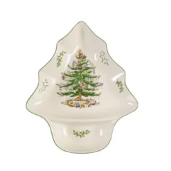 Spode Christmas Tree Chip And Dip Tree-Shaped Dish - 14-Inch Porcelain Holiday Serveware - Dishwasher, Microwave, Freezer Safe -Spode GUEST 293acc61 b5ae 456a b800 d3235c222b89